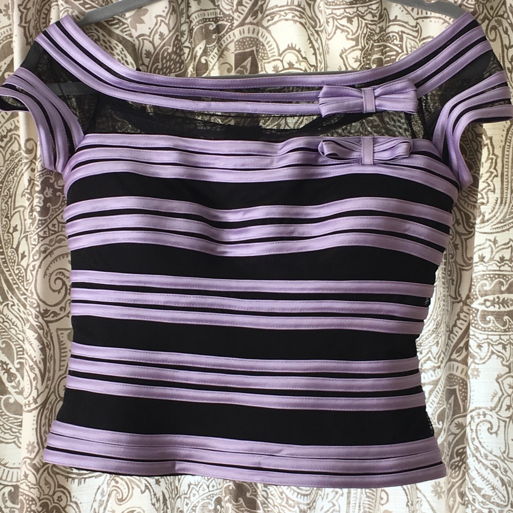 JS Collection Lavender and Black Top